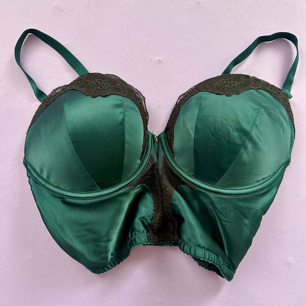 Emerald Lace Bra push up 
Hailey Bieber modeled it! I’ve worn it once.